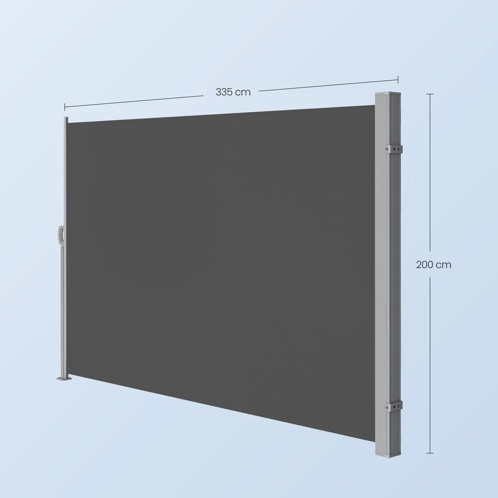 Toldo lateral, cortina lateral extensível 200,1 x 350,1 cm, proteção visual antracite