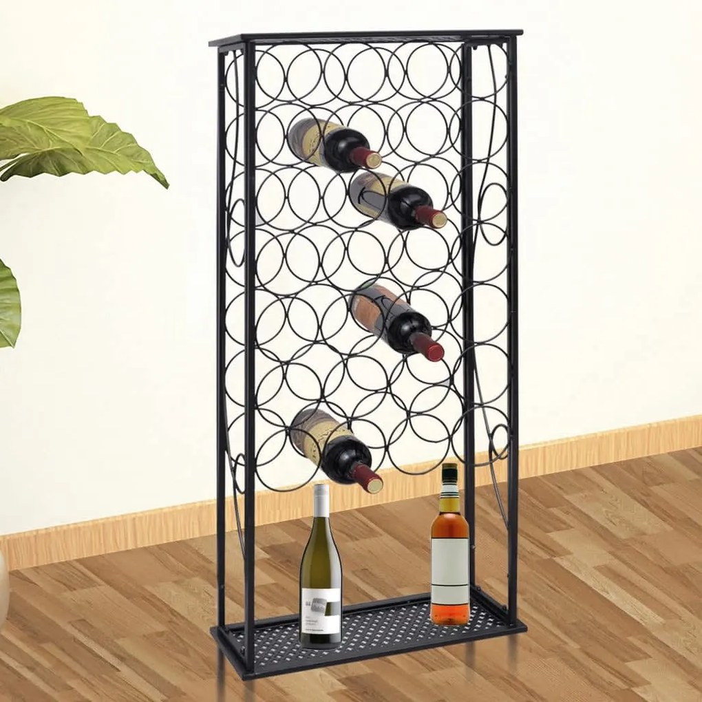 Garrafeira de metal, suporte para 28 garrafas de vinho
