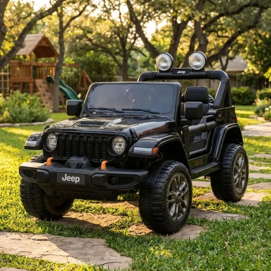 JIPE elétrico para Crianças Jeep Wrangler Rubicon LIFT  24V 4x4, Rodas de espuma EVA Preto