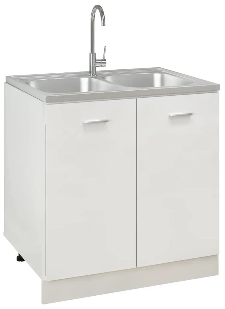 Lava-louça cozinha + cuba dupla 800x600x155mm aço inox prateado