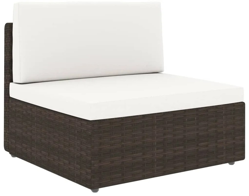9 pcs conjunto lounge p/ jardim c/ almofadões vime PE castanho
