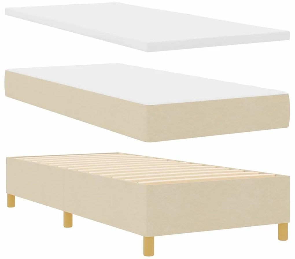 Cama Box Spring vidaXL com Colchão e LED Creme 90x200 cm Tecido