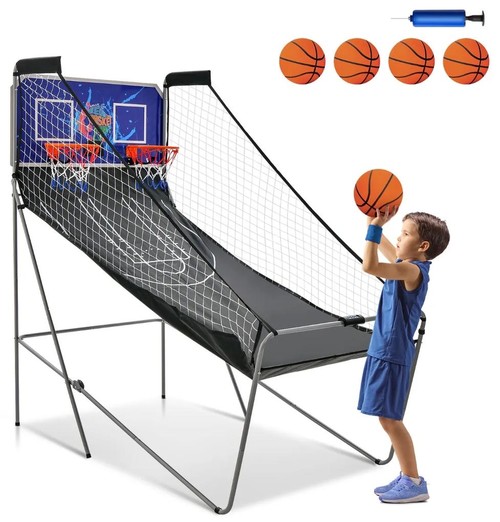 Máquina Jogo basquetebol eletrónico Dobrável com suporte para cesto de basquetebol Azul