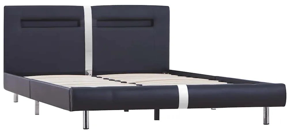 Estrutura de cama com LED 140x200 cm couro artificial preto