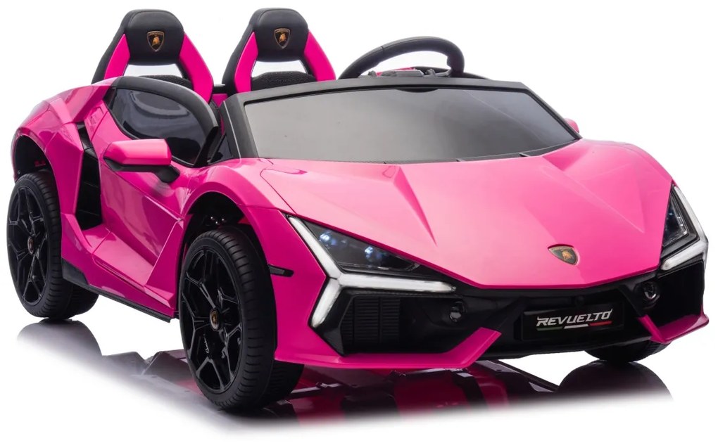 Carro elétrico para Crianças 2 Lugares Lamborghini Revuelto XL STRONG 24V, Rodas AR bombeado, Assento Couro ecológico Rosa
