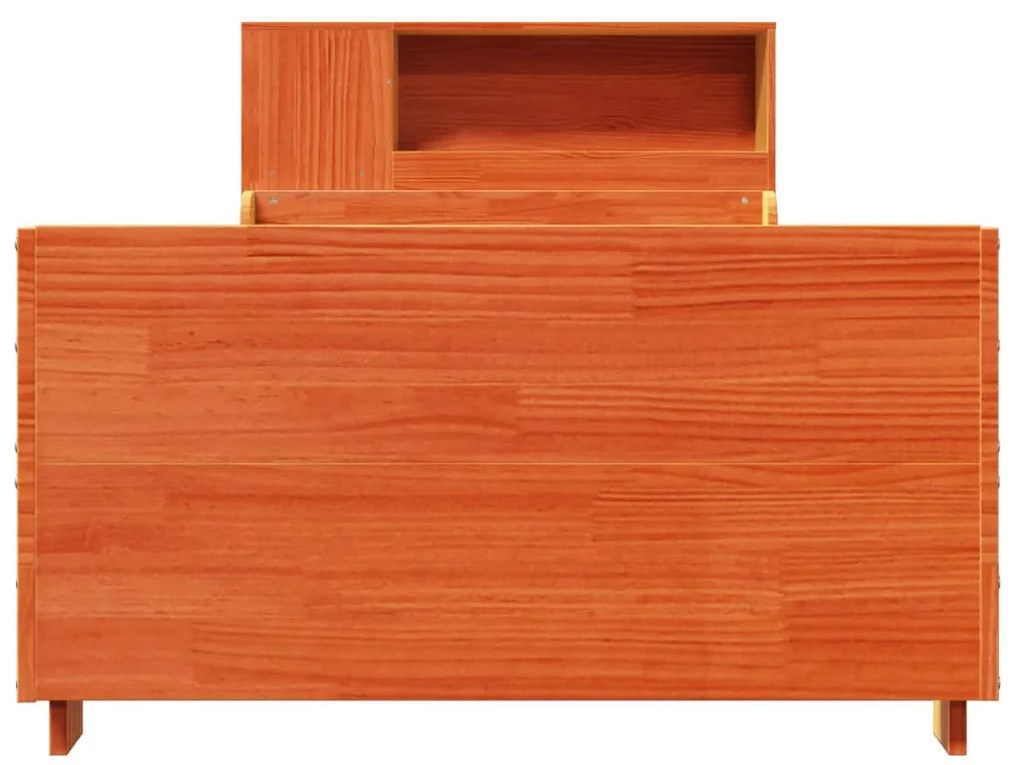 Cama sem colchão 75x190 cm madeira de pinho maciça castanho-mel