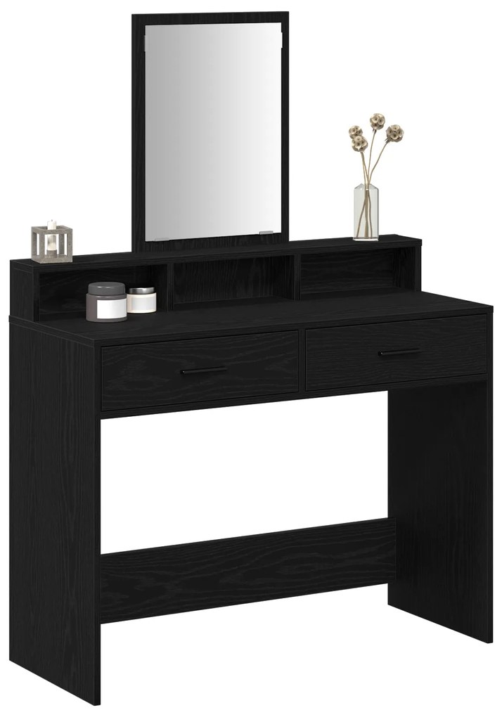 Mesa de Maquiagem vidaXL com Gavetas em Madeira de Carvalho Preto 100x