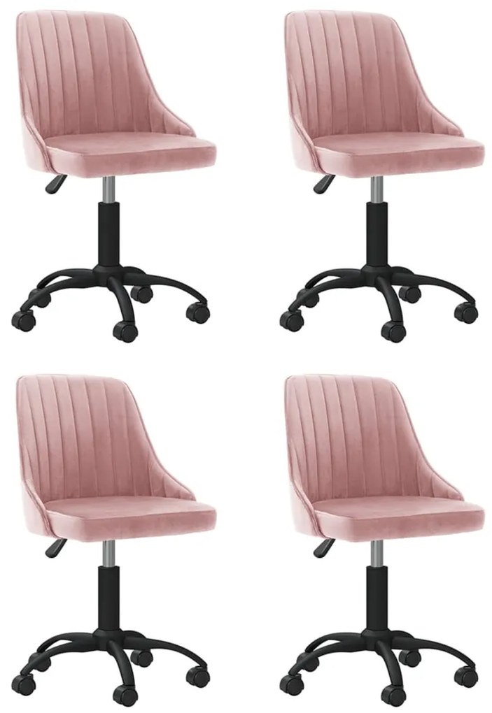 vidaXL Cadeiras de jantar giratórias 4 pcs veludo rosa