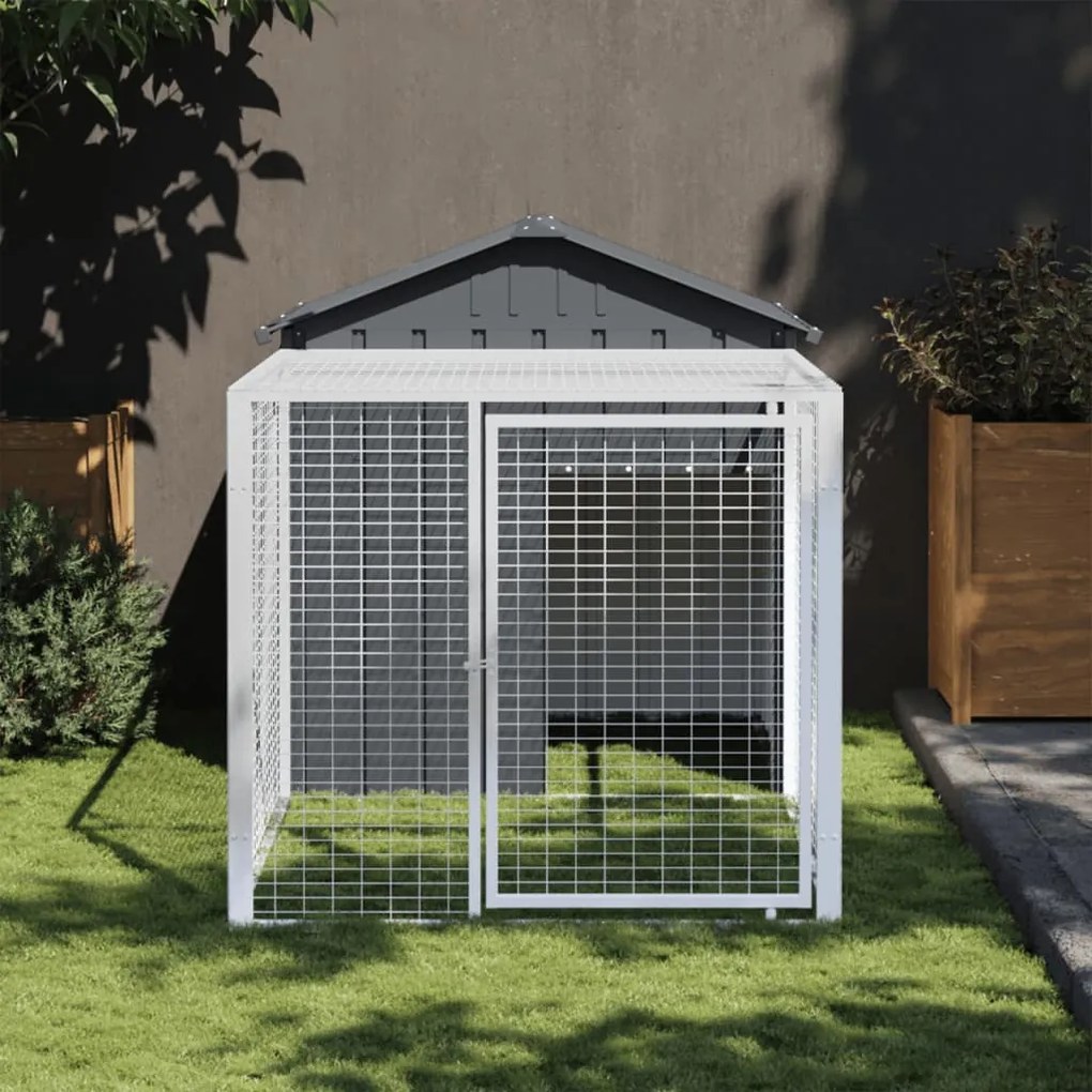 172353 vidaXL Galinheiro com anexo 117x201x123 cm aço galvanizado antracite