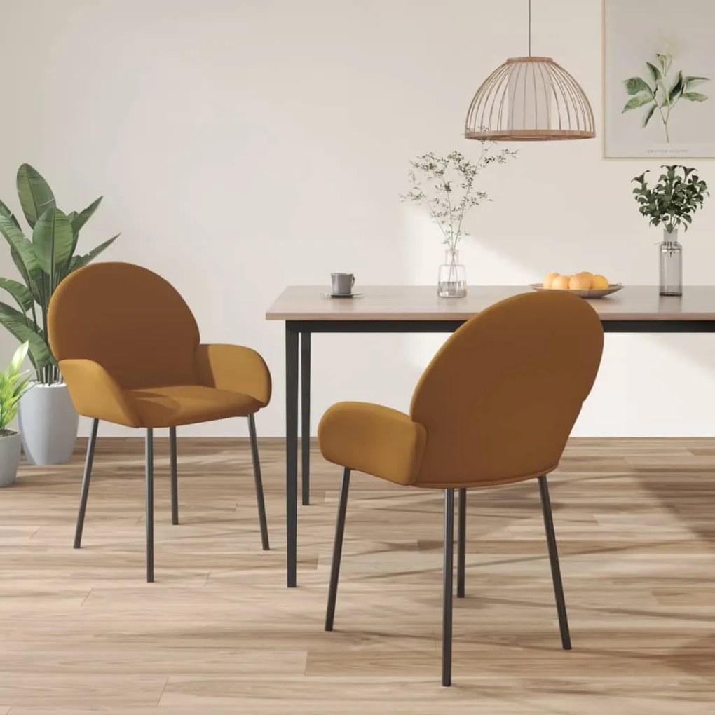 344771 vidaXL Cadeiras de jantar 2 pcs veludo castanho
