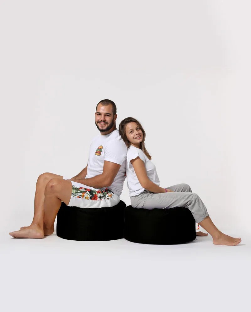 Pufe de Jardim Round Pouf – Preto – 55x30 cm | Tribo Home
