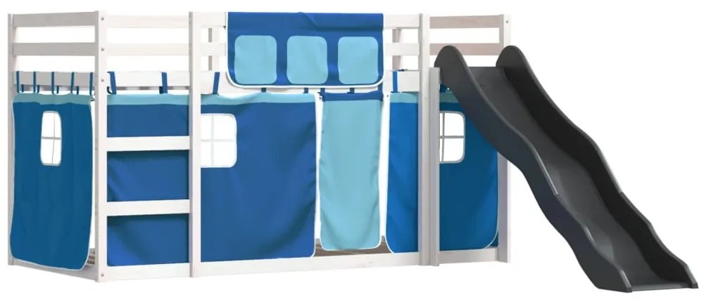 Beliche com escorrega e cortinas 90x200 cm azul