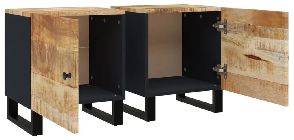 Mesas de cabeceira 2 pcs 40x33x46 cm madeira mangueira maciça
