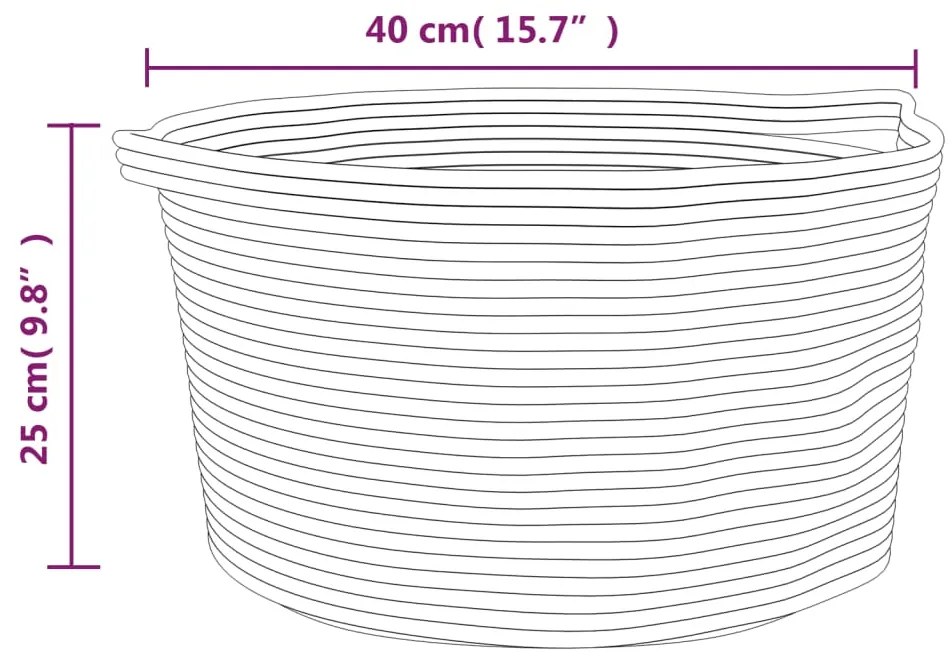 Cesto de arrumação Ø45x25 cm algodão cinzento e branco