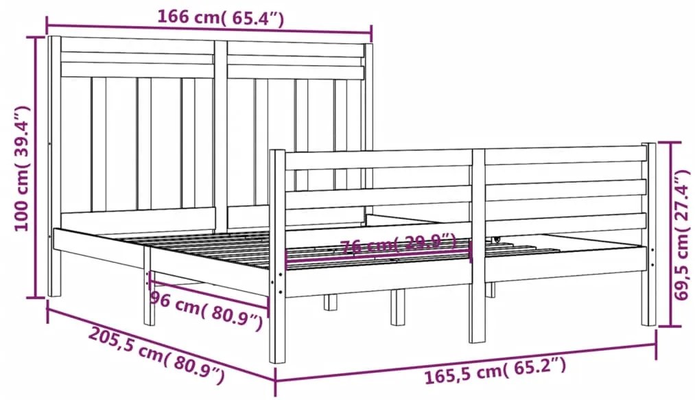 Estrutura de cama 160x200 cm madeira maciça