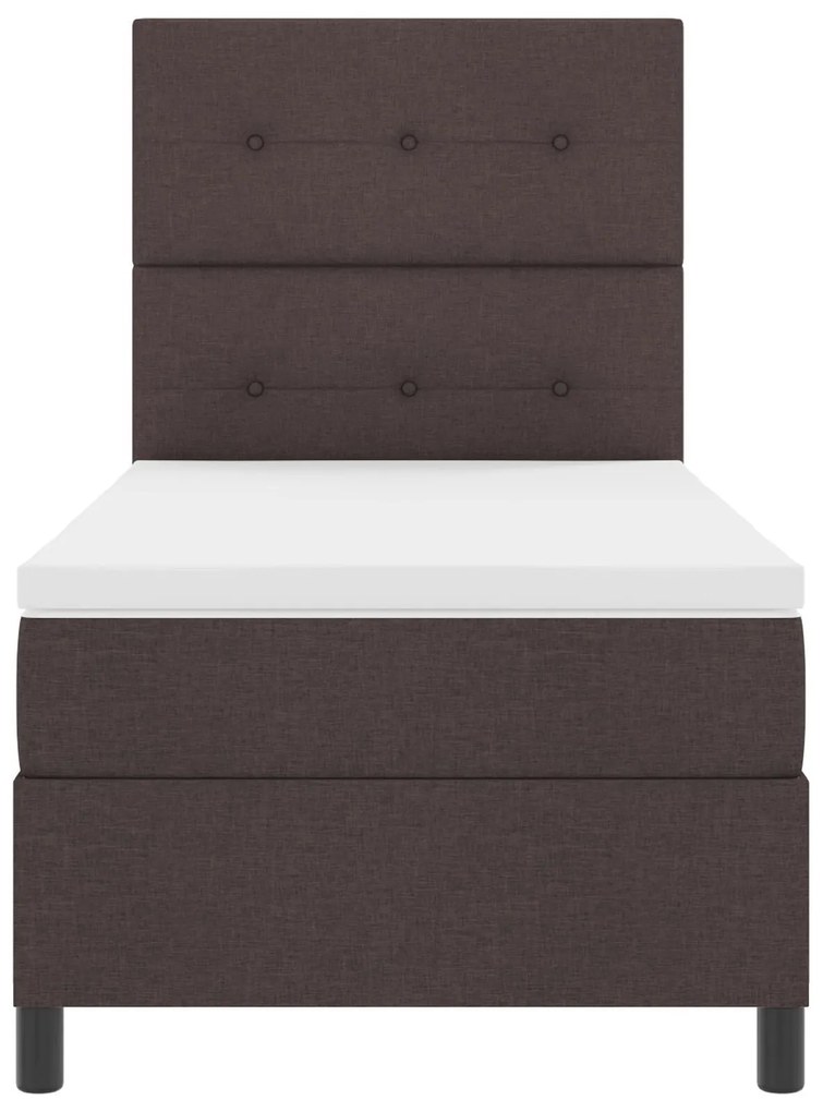 Cama Box Spring com Colchão Castanho 100x200 cm Tecido