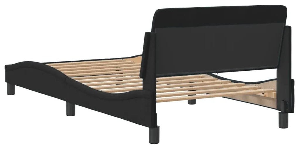 Estrutura de cama sem colchão 100x200 cm veludo preto