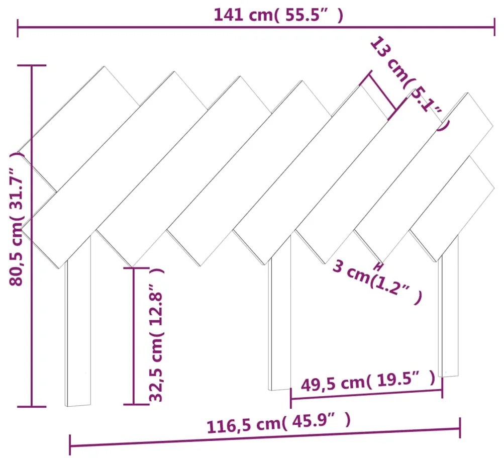 Cabeceira de cama 141x3x80,5 cm pinho maciço castanho mel