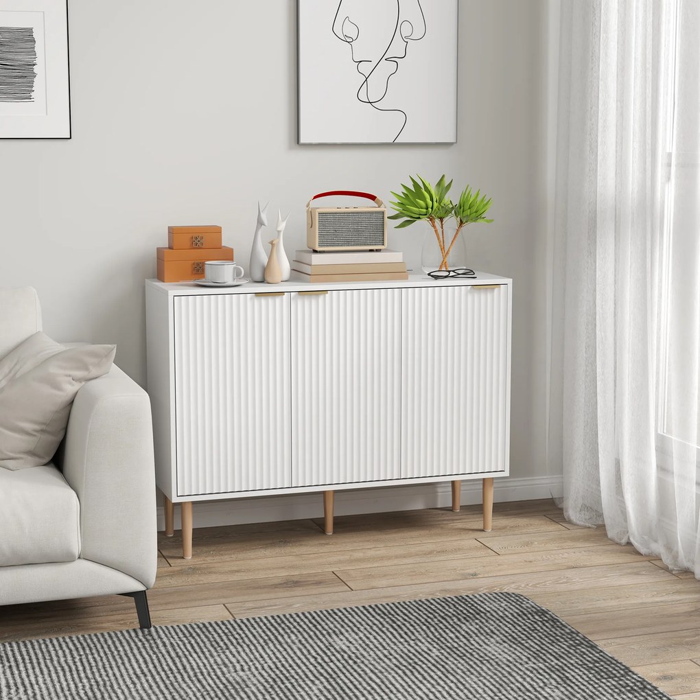 Aparador de Sala de Estar com Prateleira Ajustável Móvel para TV para Quarto Sala de Estar 107x35x80 cm Branco