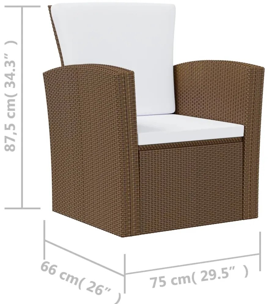 8 pcs conjunto lounge jardim c/ almofadões vime PE castanho