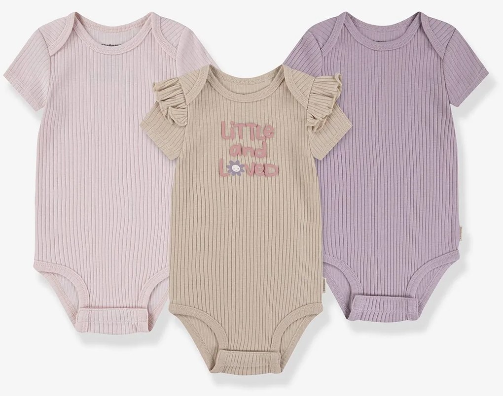 Lote de 3 bodies de mangas curtas HUGGIES bege