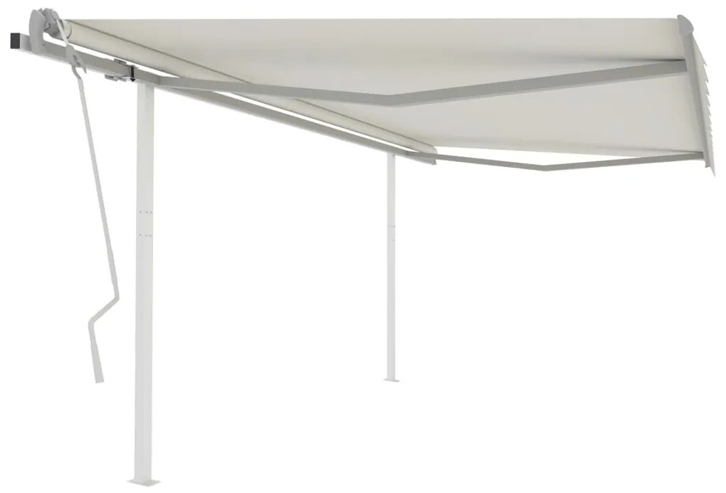 Toldo retrátil manual com postes 4,5x3,5 m cor creme