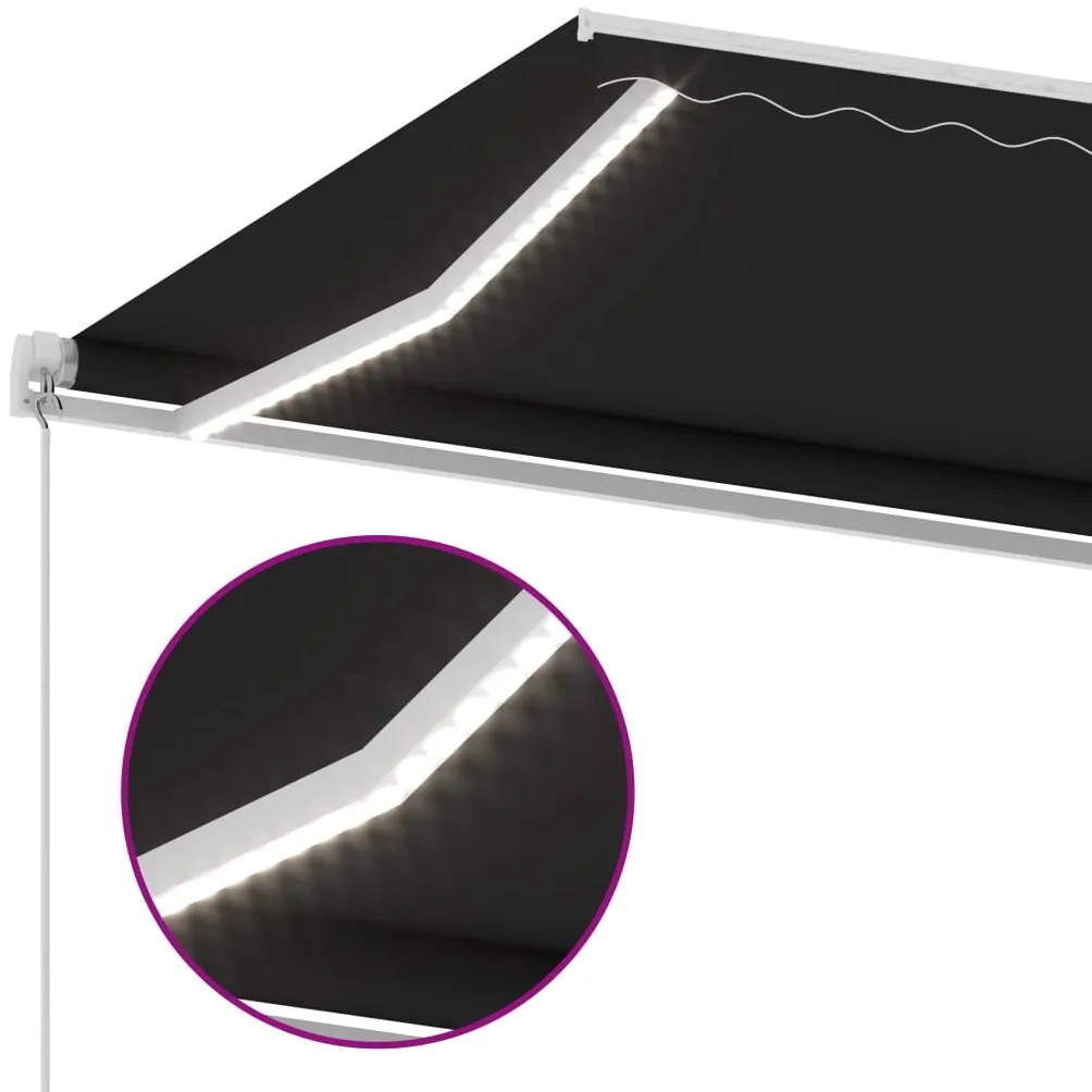 Toldo retrátil manual c/ LED 350x250 cm antracite