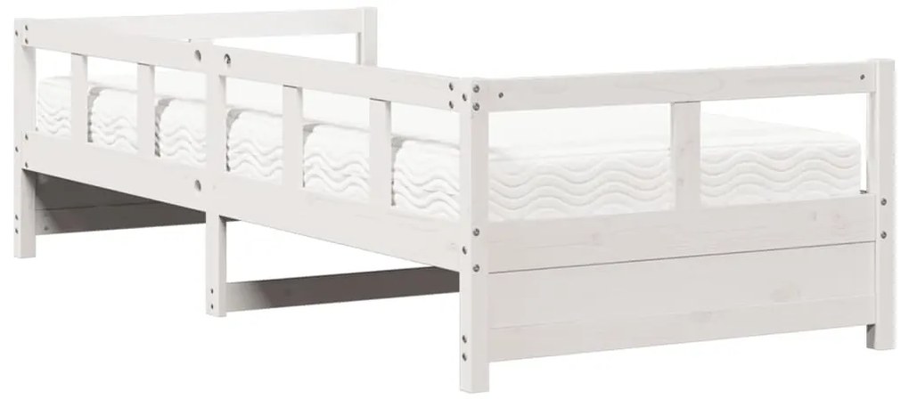 Sofá-cama com colchão 90x200 cm madeira de pinho maciça branco