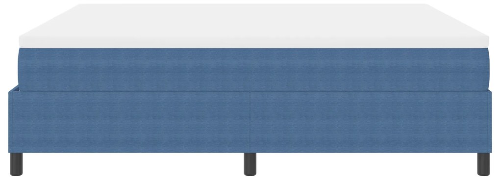 Cama Box com Colchão Azul, Super King, em Tecido Corduroy