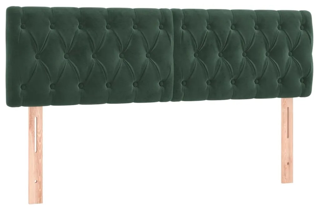 Cama box spring c/ colchão/LED 140x190 cm veludo verde-escuro