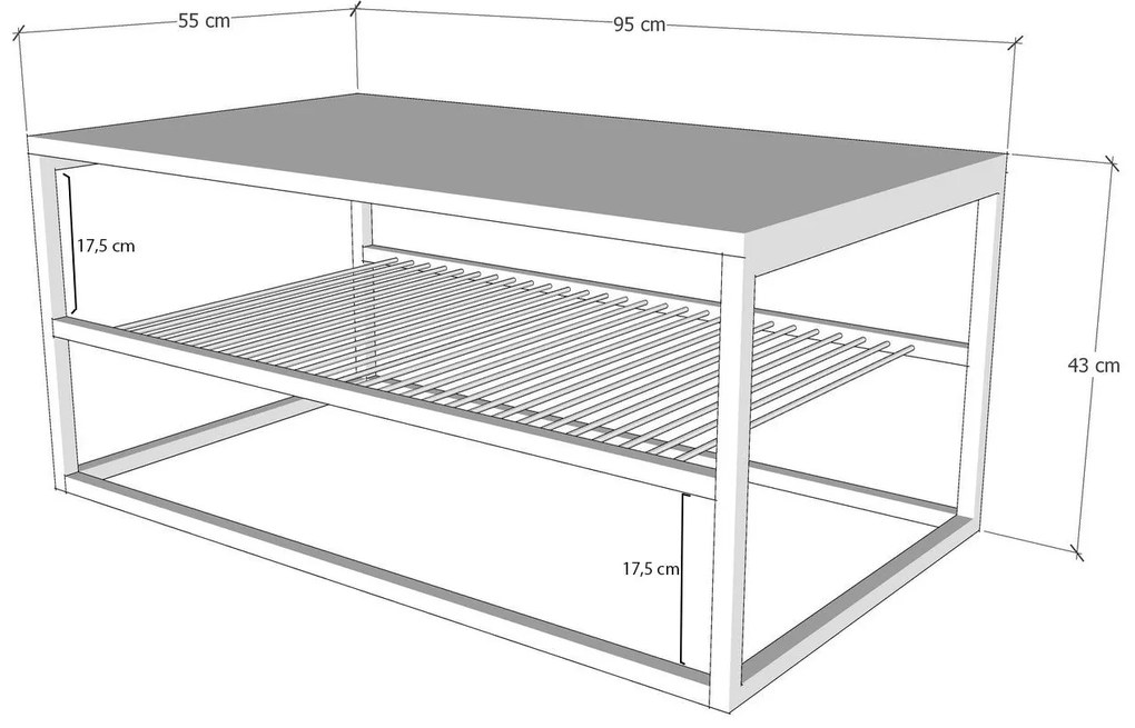 Mesa de Centro Asude – PineBlack – 95x42x55 cm