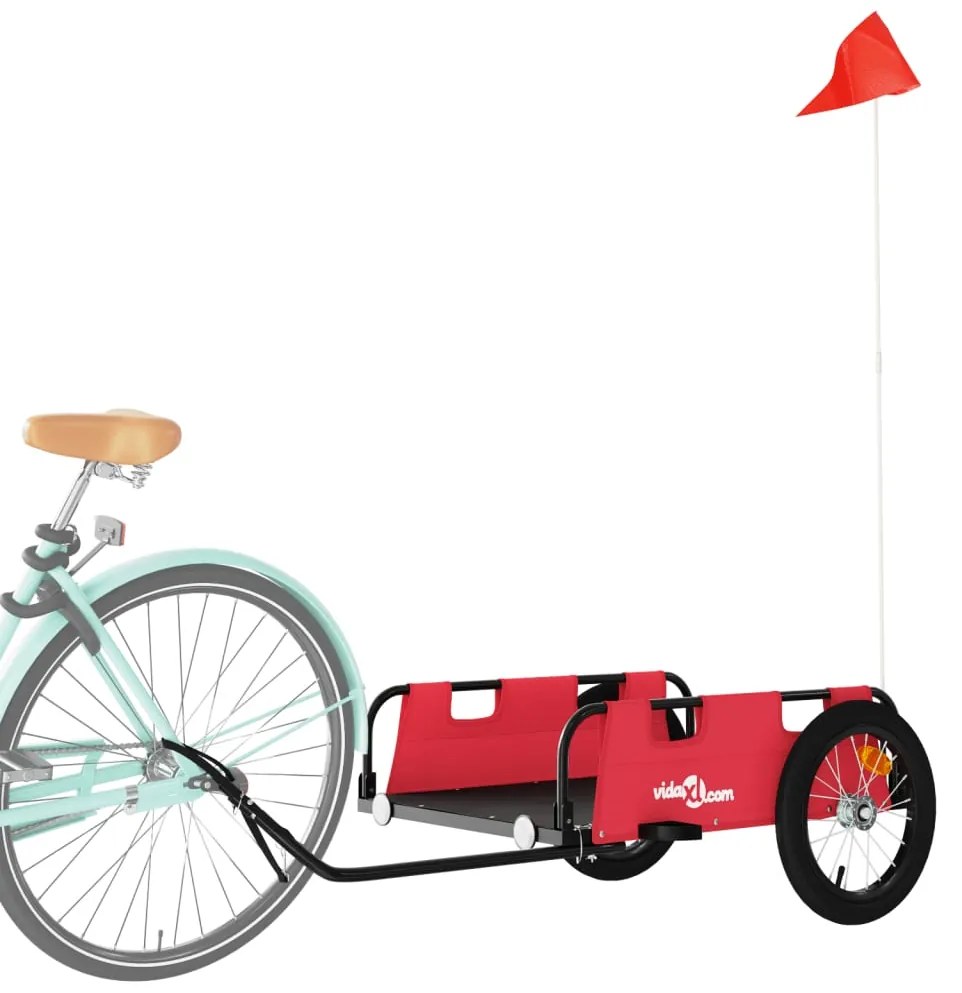 Reboque de bicicleta tecido oxford/ferro vermelho