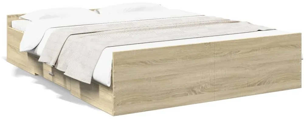 vidaXL Estrutura de cama c/ gavetas derivados madeira carvalho sonoma