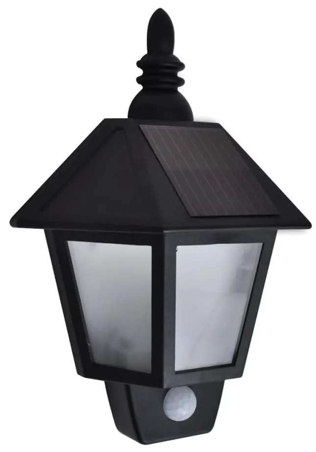 Candeeiros de parede solares 2 pcs c/ sensor de movimento preto