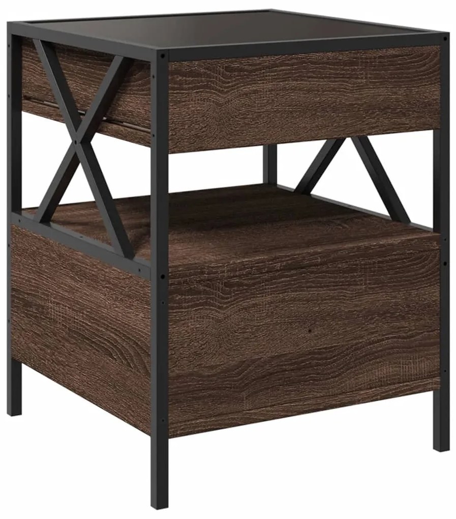 Mesa de cabeceira c/ LED Infinity 40x40x51 cm carvalho castanho