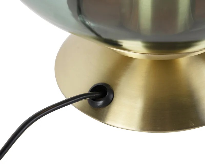 Candeeiro de mesa Art Déco em latão com vidro verde - Pallon