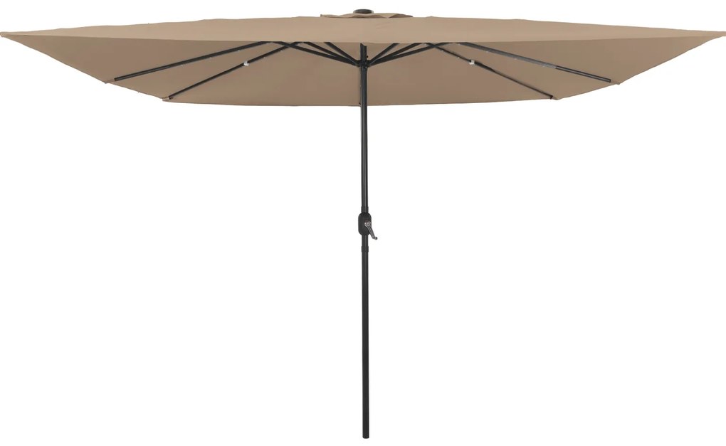 Parasol de Jardim Quadrado vidaXL com Luzes LED 295x245 cm Taupe