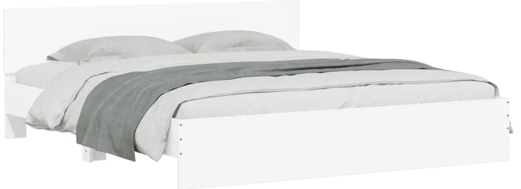 Estrutura cama c/ cabeceira e luzes LED 180x200 cm branco