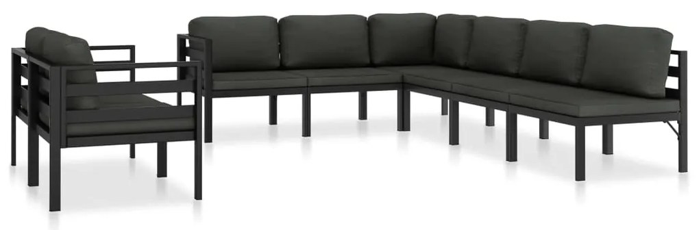 vidaXL 8 pcs conjunto lounge jardim com almofadões alumínio antracite