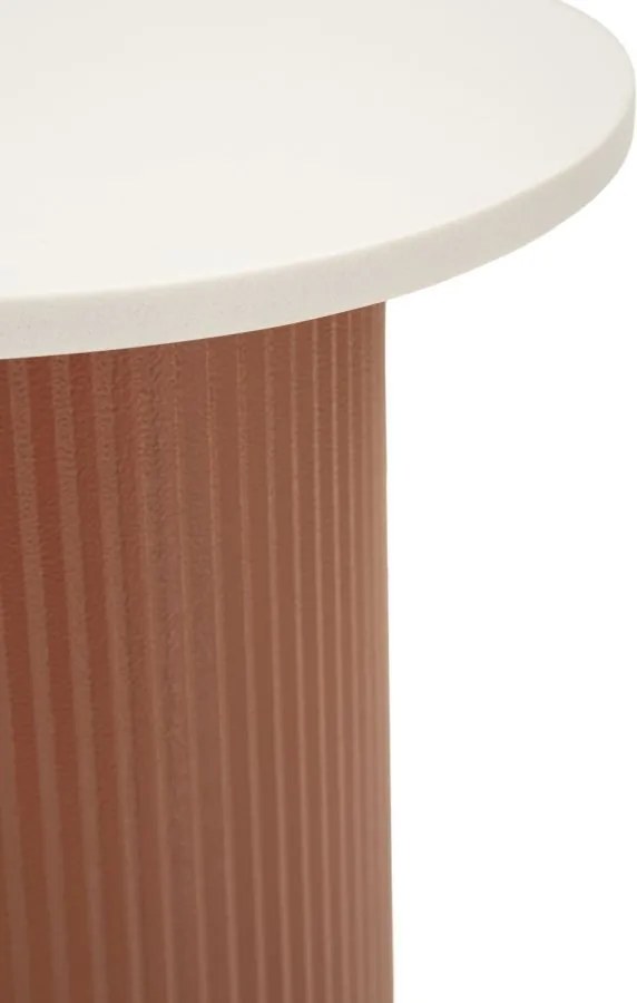 MESA DE APOIO EM MÁRMORE ARTIFICIAL FRANKFURT 35X37X53 CM VERMELHO E BRANCO