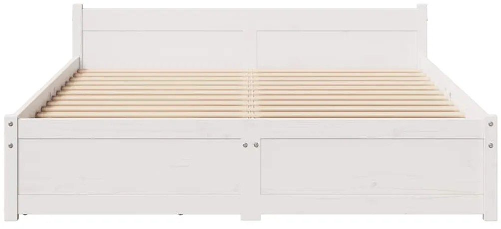 Cama sem colchão 150x200 cm madeira de pinho maciça branco