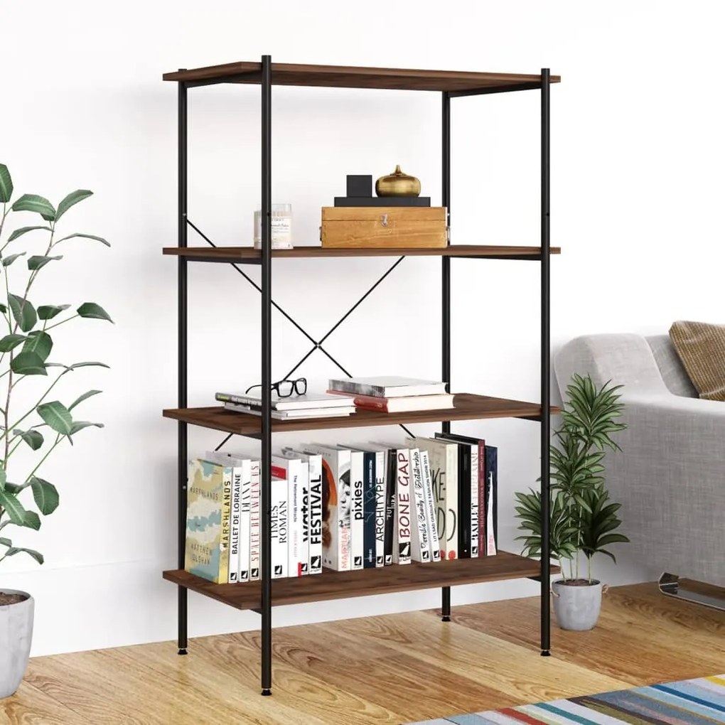 vidaXL Unidade com 4 prateleiras 80x40x130 cm preto/natural