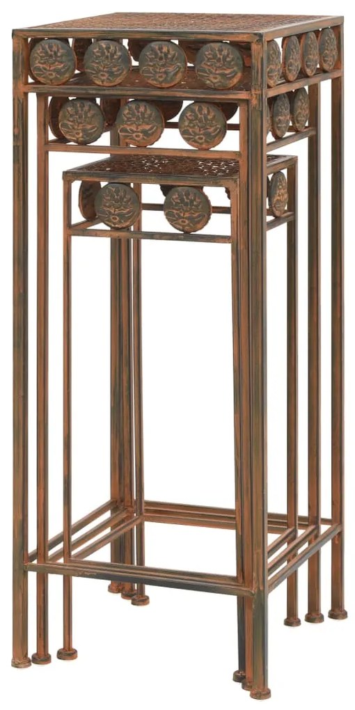 Suportes para plantas 3 pcs estilo vintage metal enferrujado