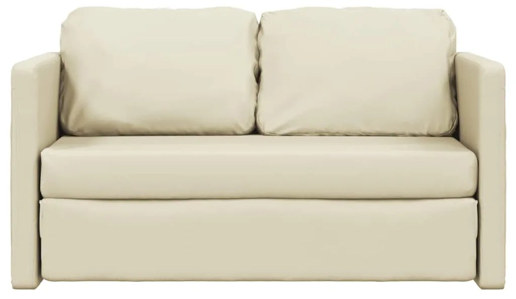 Sofá-cama sem pés 112x174x55 cm couro artificial cor creme
