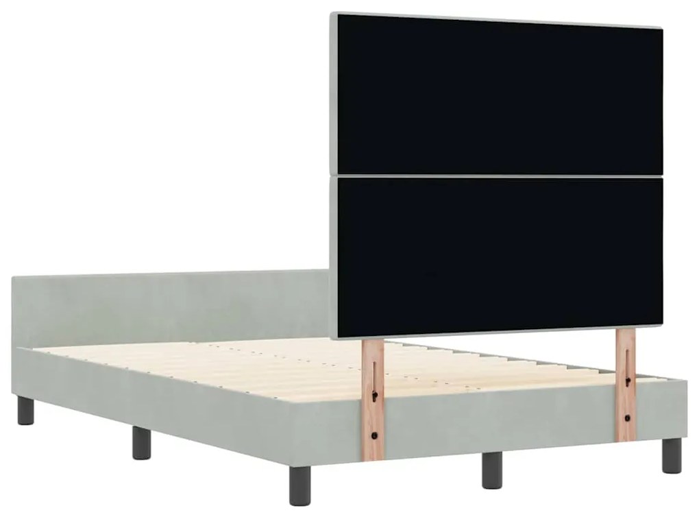 Cama de Veludo Cinzento-claro vidaXL 120x200 cm