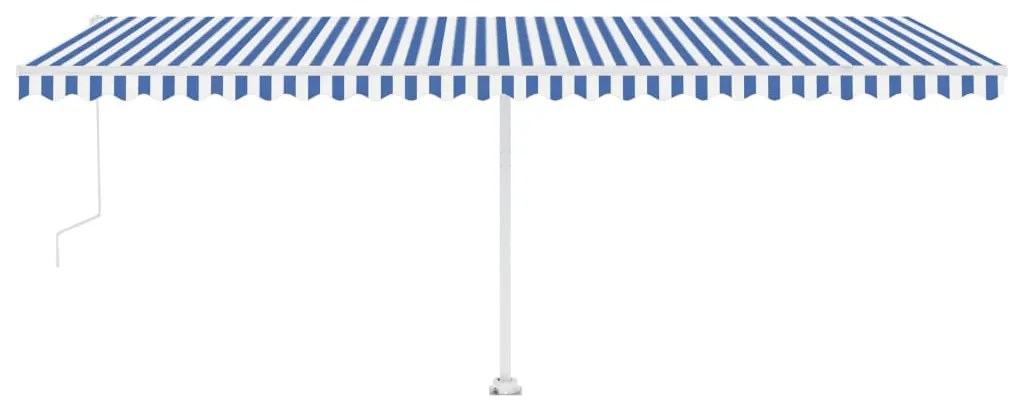 Toldo automático LED e sensor de vento 600x300 cm azul e branco