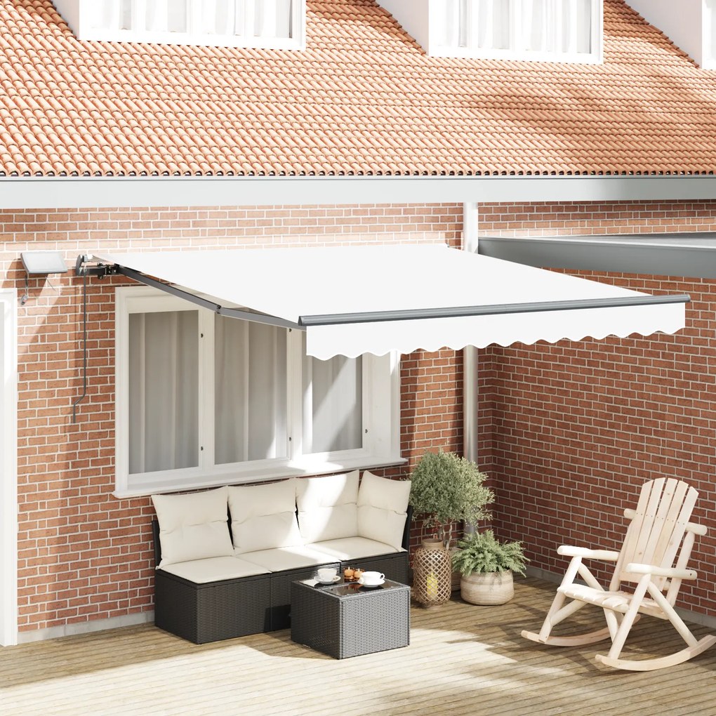 Toldo Retrátil Manual vidaXL com LED Branco 300x250 cm