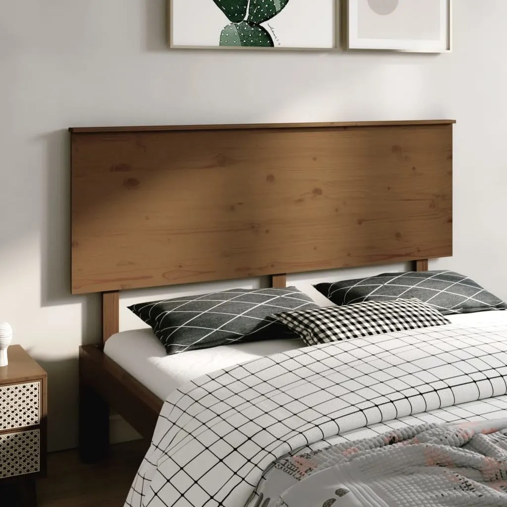vidaXL Cabeceira de cama 164x6x82,5 cm pinho maciço castanho mel