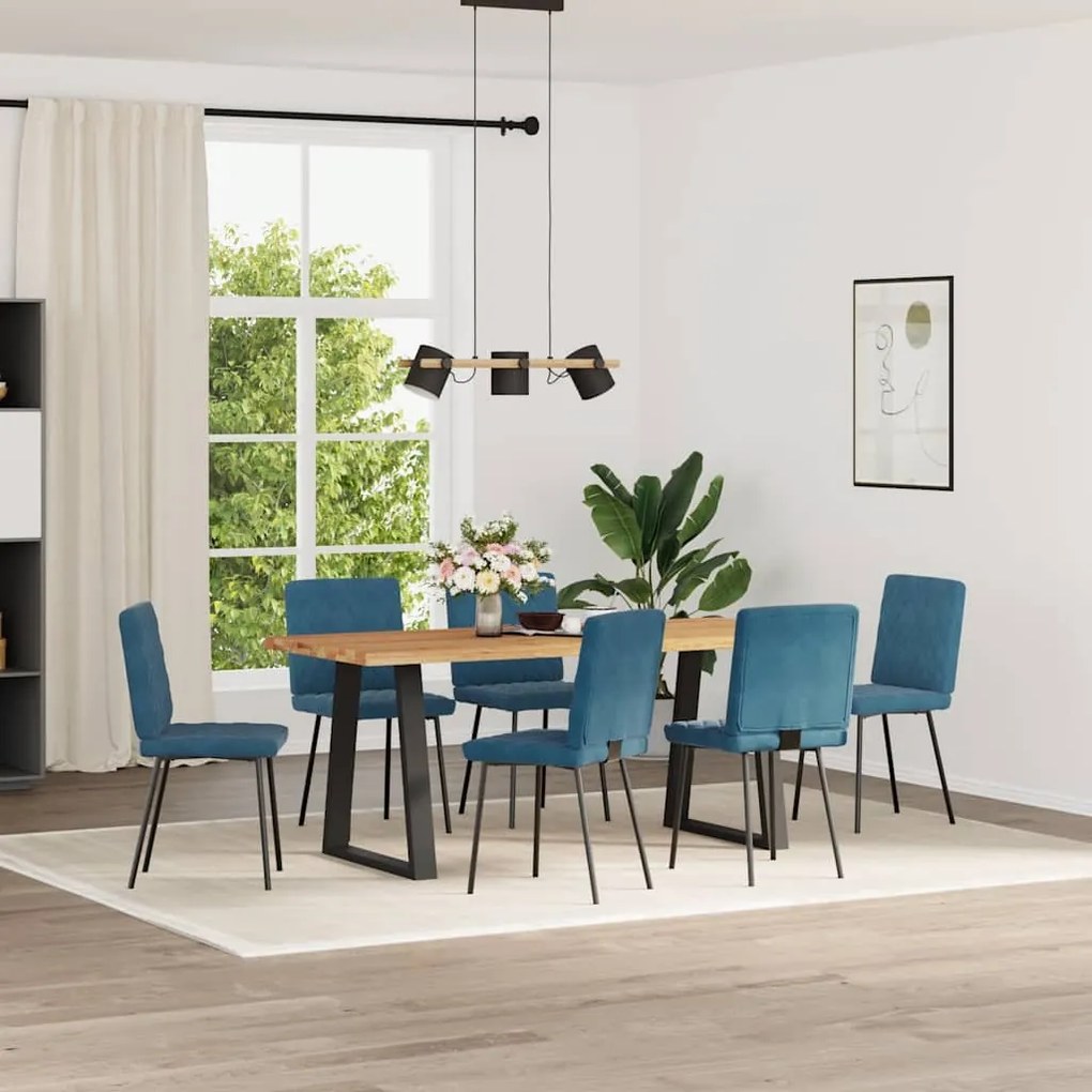 Cadeiras de jantar 6 pcs veludo azul