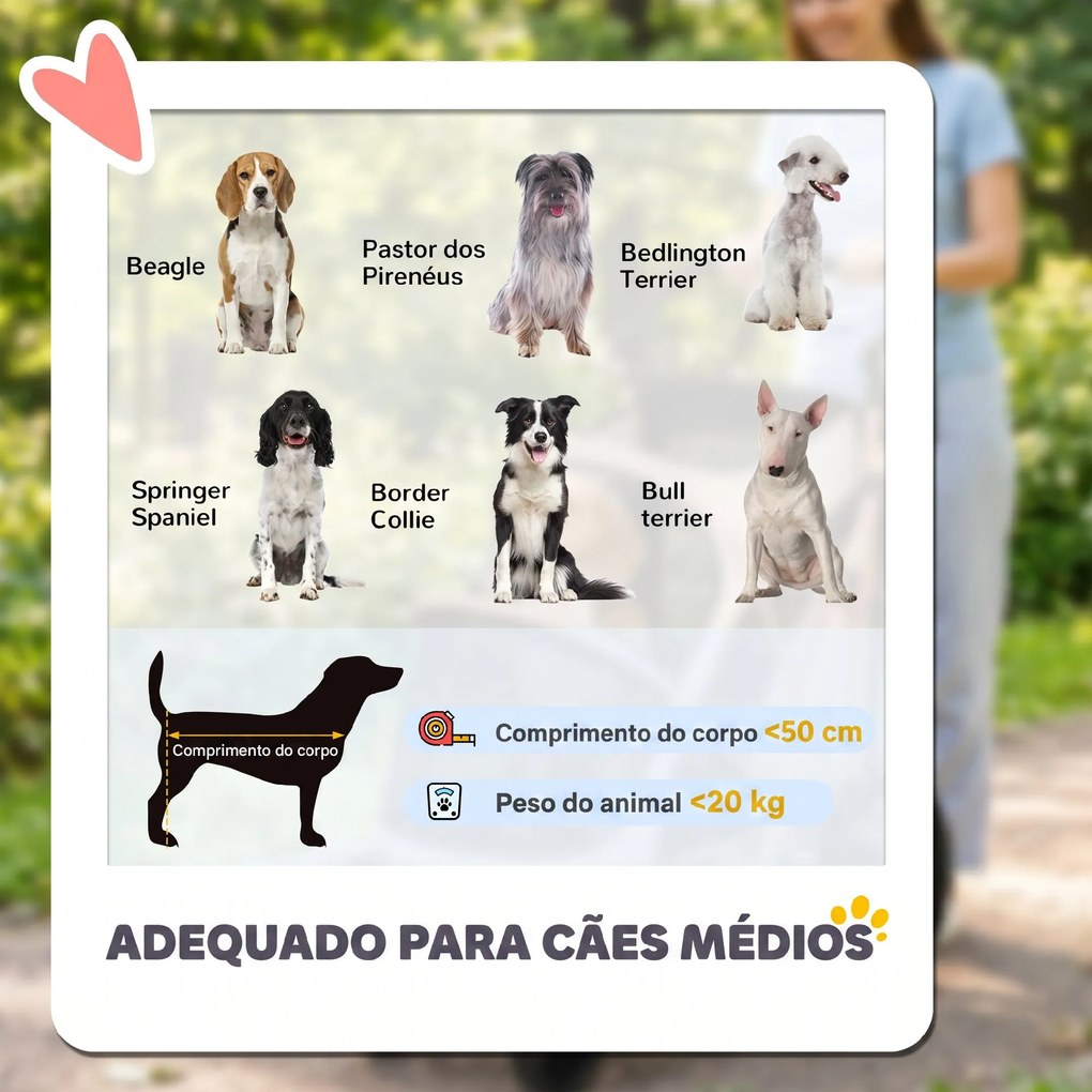 Carrinho para Cães Dobrável até 20 kg com Rodas Grandes Suspensão e Travão Janelas de Rede Almofada Castanho Claro